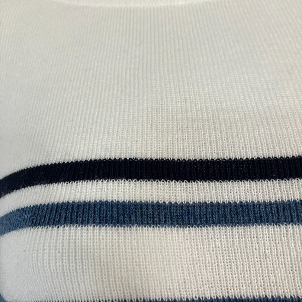 Cream with Blue Stripes Sweater Top Large EUC - Picture 3 of 5